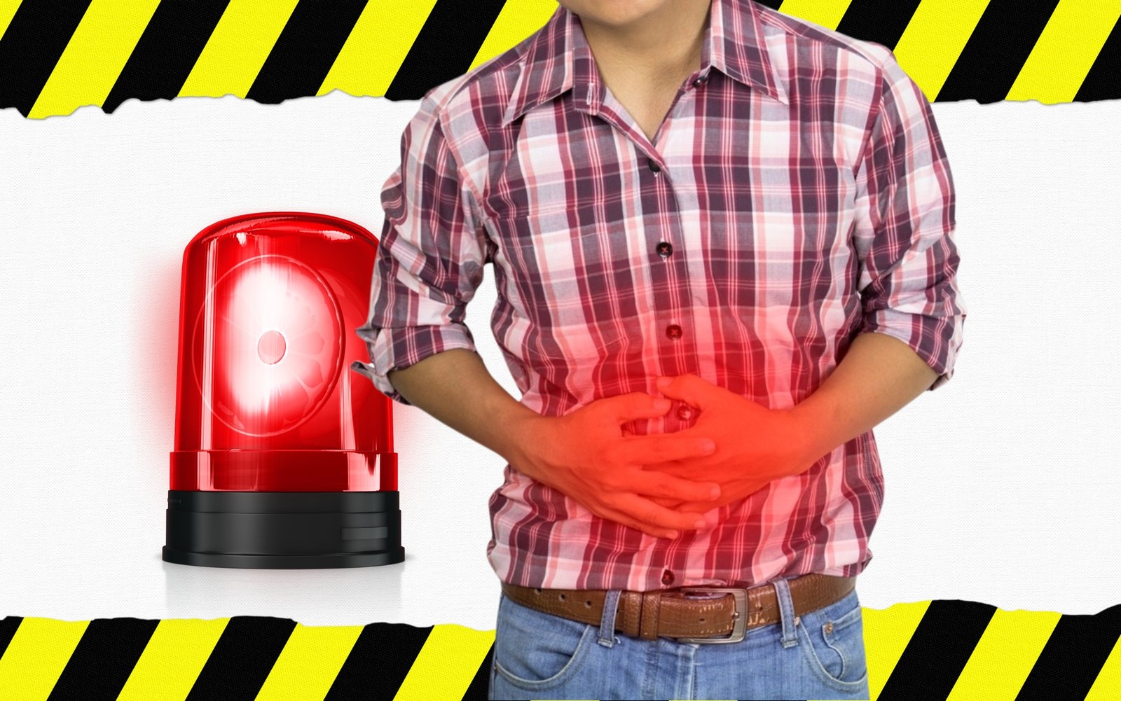 man having stomach pain